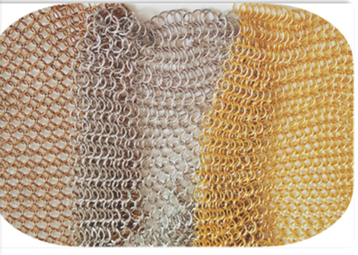 8mm Metal Ring Mesh Curtain Round Gold Stainless Steel 304