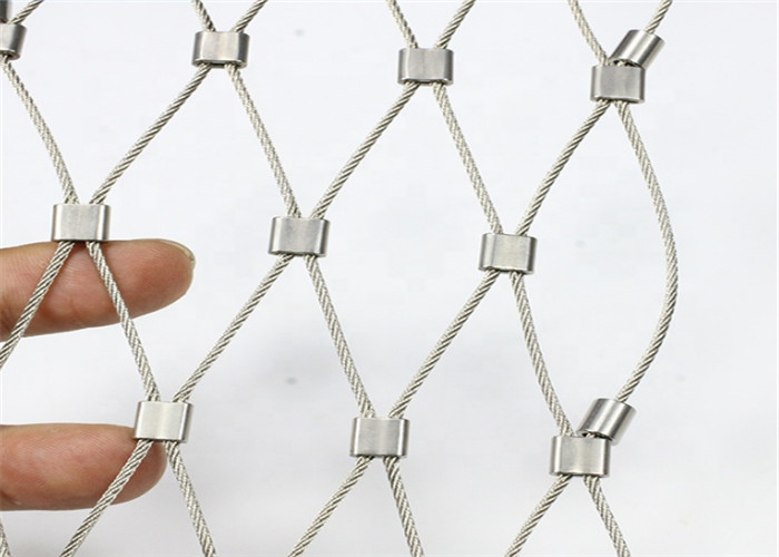 Anti - Corrosive SS316 Wire Rope Mesh Fence / Wire Cable Mesh High Strength