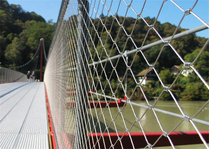 Stainless Steel Wire Rope Mesh Diamond Shaped Hole For Bridge Fencing Use
